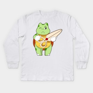 Turtle as Hairdresser with Scissors Kids Long Sleeve T-Shirt